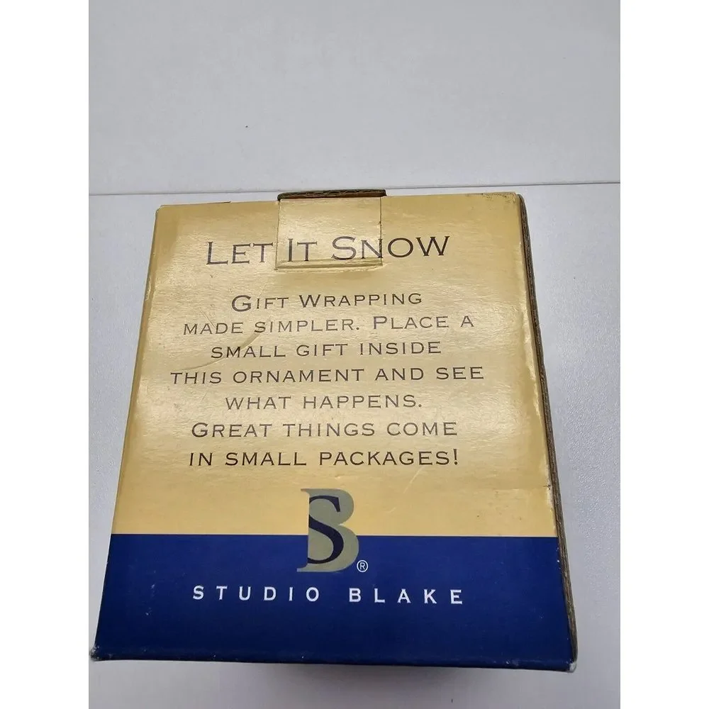 Blue And Gold Ceramic Holiday Ornament Trinket Box Snow Flakes Stars Gift Holder